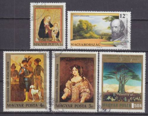 5 BEAUTIFUL THEMATIC STAMPS - PAINTINGS - HUNGARY