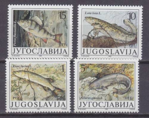 4 BEAUTIFUL THEMATIC STAMPS - FISH - YUGOSLAVIA MNH