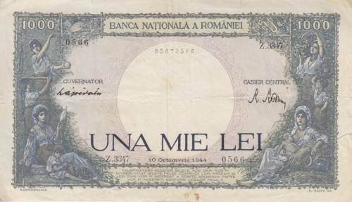ROMANIA 1000 LEI 1944 P52 F-VF