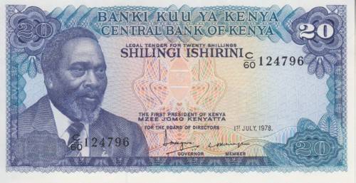 KENYA 20 SHILLINGS P17  1978  UNC