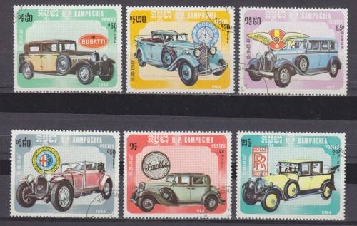 6 BEAUTIFUL THEMATIC STAMPS - VINTAGE CARS - CAMBODIA