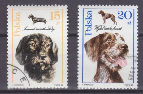 2 BEAUTIFUL THEMATIC STAMPS - DOGS - POLAND