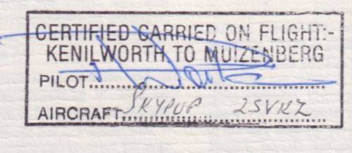 RECOVERED FROM CRASH COVER-CERTIFIED CARRIED ON FLIGHT KENILWORTH TO MUIZENBERG 1986