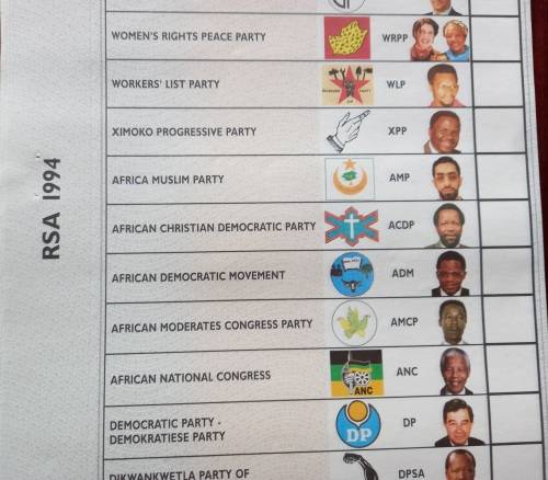 SOUTH AFRICA 1994 NATIONAL BALLOT PAPER (with Nelson Mandela) - ORIGINAL