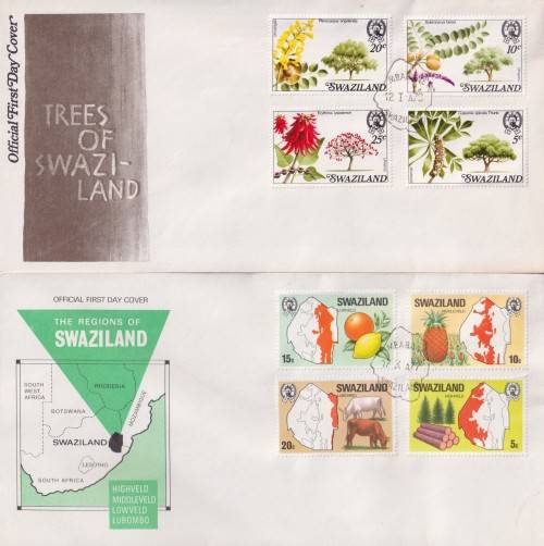 STARTING @ R10 - 2 x SWAZILAND FDC`S - BEAUTIFUL THEMATICS