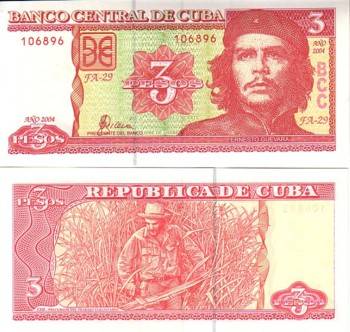 CUBA - 3 PESOS 2004 UNC - P 123 - GUEVARA