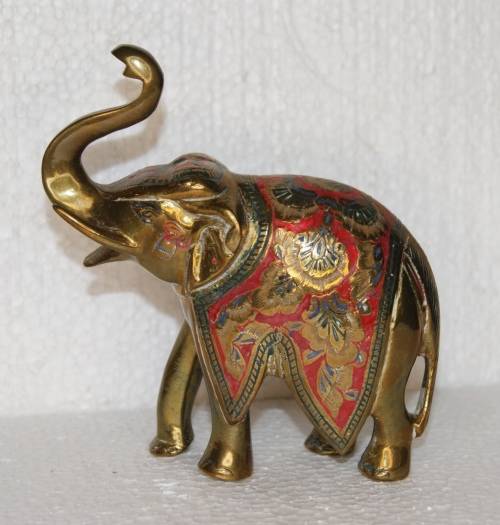Vintage Brass and Enamel Elephant @@@ CCCRRRAAAZZZYYY R1 START!!!