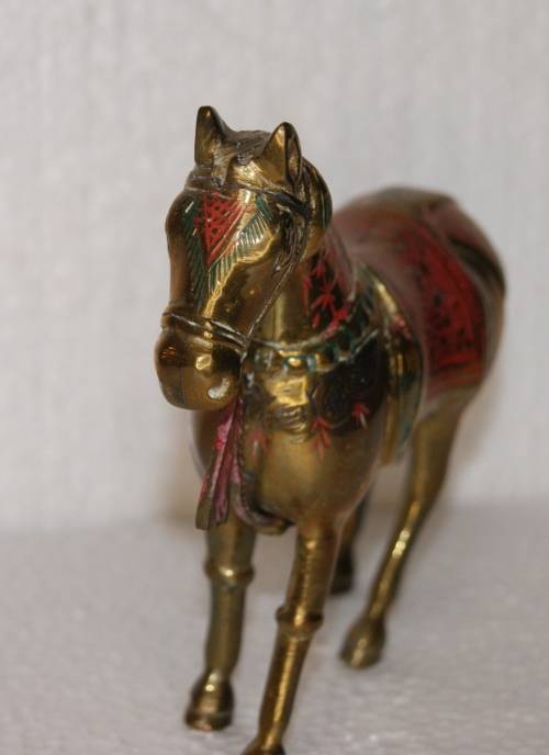 Vintage Brass and Enamel Horse @@@ CCCRRRAAAZZZYYY R1 START!!!