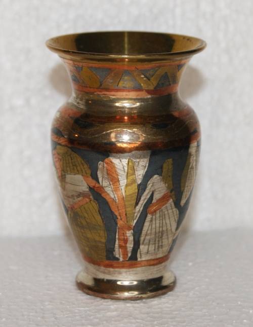 Vintage Egyptian Tri-Coloured Etched Metal Vase @@@ CCCRRRAAAZZZYYY R1 START!!!