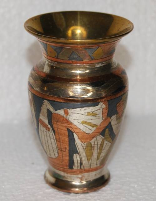 Vintage Egyptian Tri-Coloured Etched Metal Vase @@@ CCCRRRAAAZZZYYY R1 START!!!