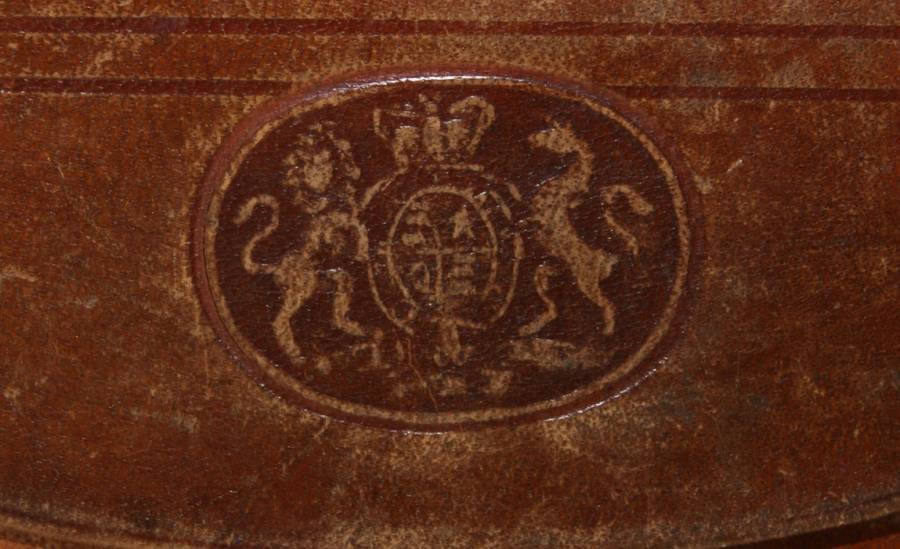 Antique Leather Wallet with Royal Coat of Arms Embossed with Original Invoices @ CRAZY R1 START!!!