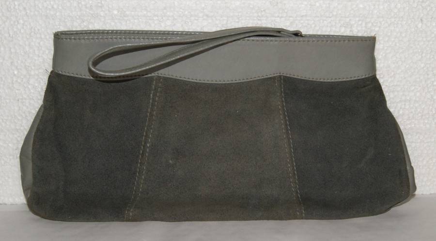 Vintage Grey Suede and Leather Clutch Bag @@@ CCCRRRAAAZZZYYY R1 START