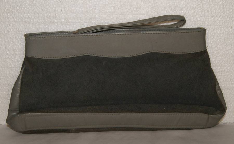 Vintage Grey Suede and Leather Clutch Bag @@@ CCCRRRAAAZZZYYY R1 START
