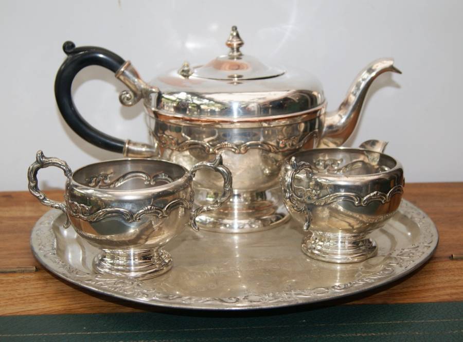EPNS Viking Plate Tea Set on Tray