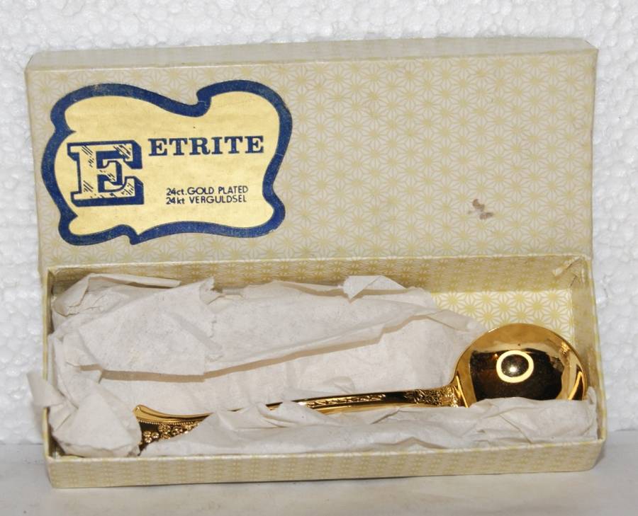 Vintage 24ct Gold Plated Eetrite Sugar Spoon @@@ CCCRRRAAAZZZYYY R1 START