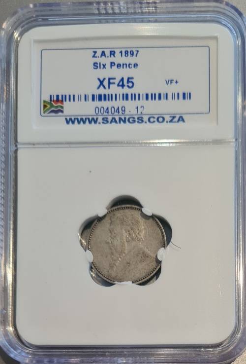 ZAR 1897 6p XF45 rare VF+