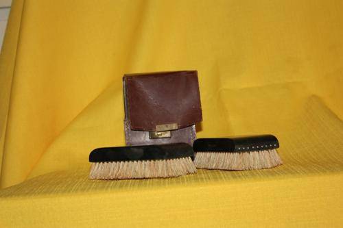 Brushes in original leather casing.