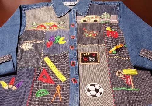Embroided Denim Jacket Top - Size XL