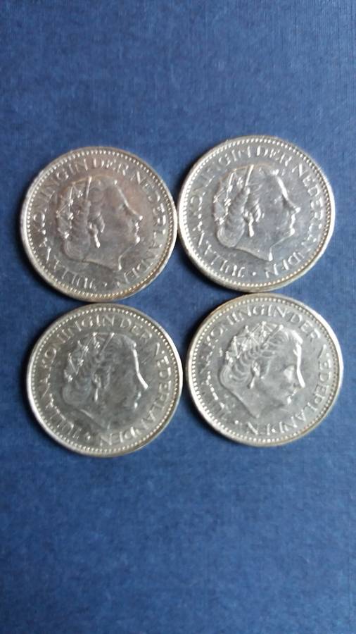 Netherlands 1973, 1976, 1978 & 1980 1 Gulden * 4 x coins* Queen Juliana