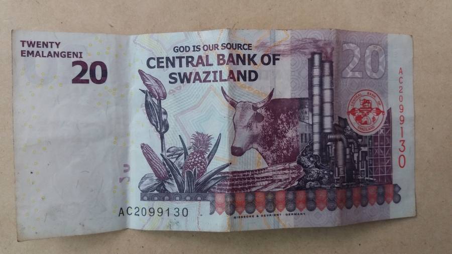 Swaziland 20 Emalangeni Note - 6.9.2017 Prefix AC