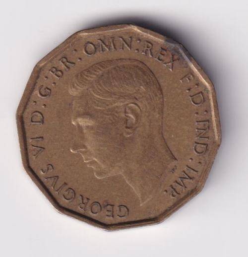 GREAT BRITAIN - GEORGE VI THREE PENCE 1941 - nickel-brass