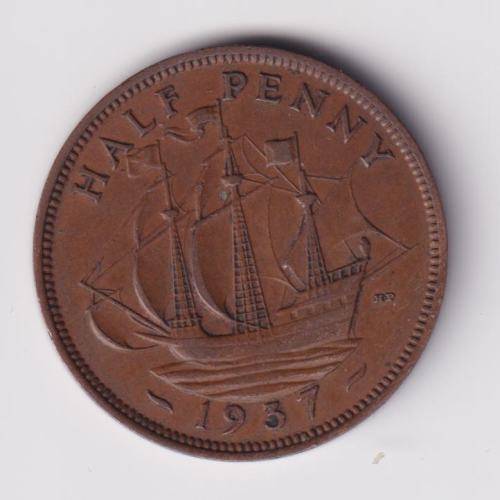GREAT BRITAIN - GEORGE VI HALF PENNY 1937 - BRONZE
