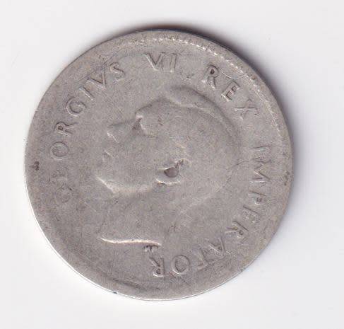 UNION OF SOUTH AFRICA 1943 TICKEY (SILVER) - SEE SCANS