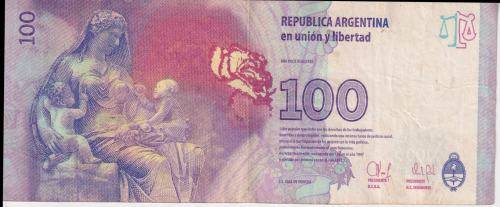ARGENTINA  100 Pesos 2012 P358d VF - EVA PERON