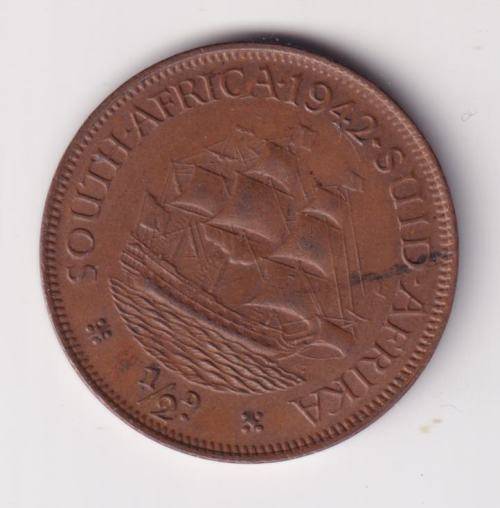UNION OF SOUTH AFRICA - ½ Penny - George VI 1942 Bronze KM#24