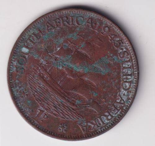 UNION OF SOUTH AFRICA - 1 Penny - George VI 1945 Bronze KM#25