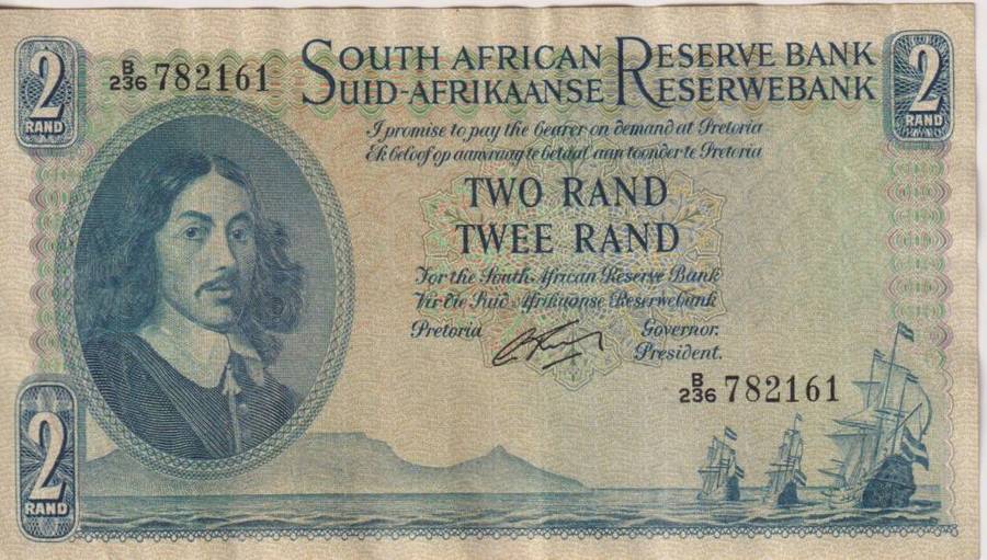 SOUTH AFRICA - G.Rissik 2 Rand 1st ISSUE Eng/Afr 1962 P104 XF