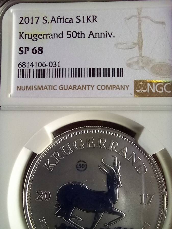 2017 SILVER 1 OZ KRUGER RAND NGC SLABBED SP68