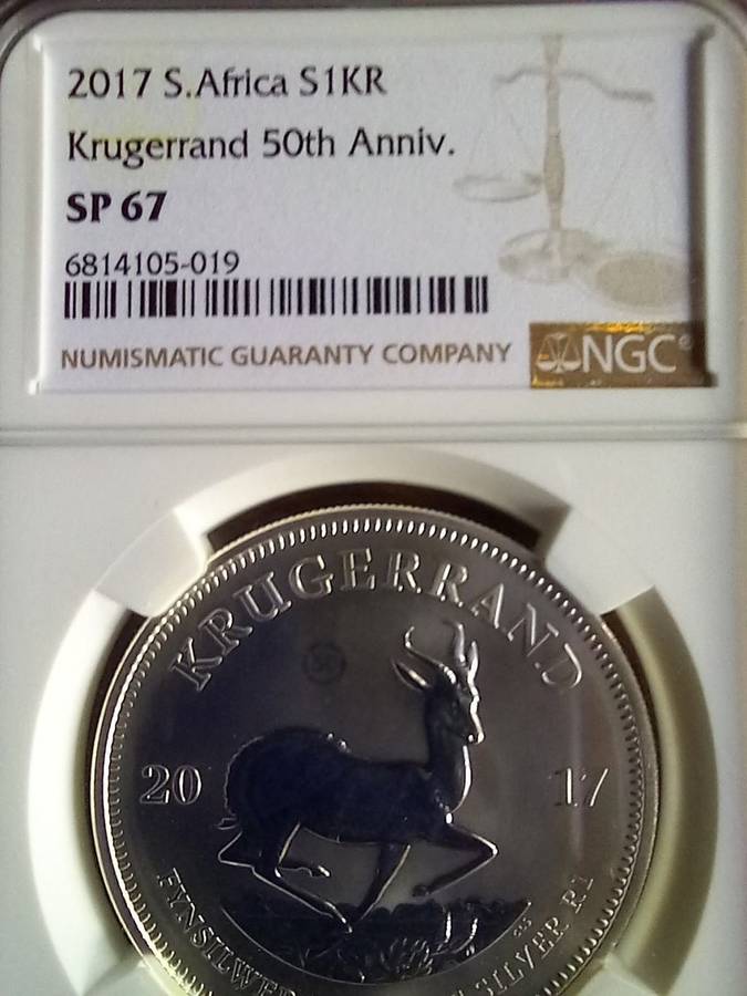 2017 SILVER 1 OZ KRUGER RAND NGC SLABBED SP67 50TH ANNIVERSARY
