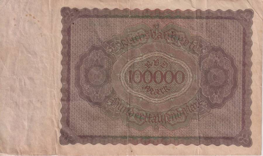 GERMANY 100,000 MARK 1923 P 83 F