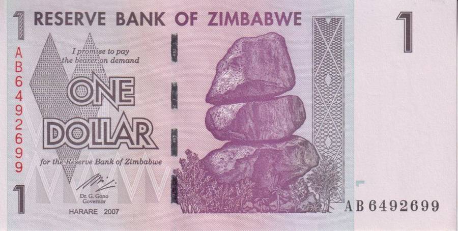 ZIMBABWE 1 DOLLAR 2007 P 65 UNC
