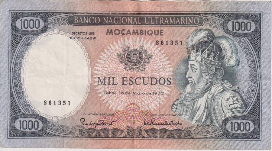 Portuguese Mozambique 1000 Escudos 1972 P-112 VF