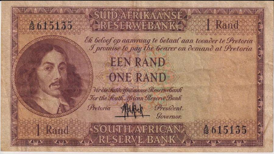 REPUBLIC OF SOUTH AFRICA - 1 RAND M.H. de Kock A/13 1961 A/E 306 VF