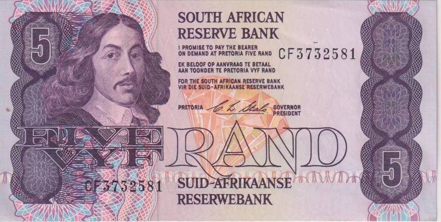 REPUBLIC OF SOUTH AFRICA - 5 RAND C.L.Stals CF 1990  E/A 468 A-UNC
