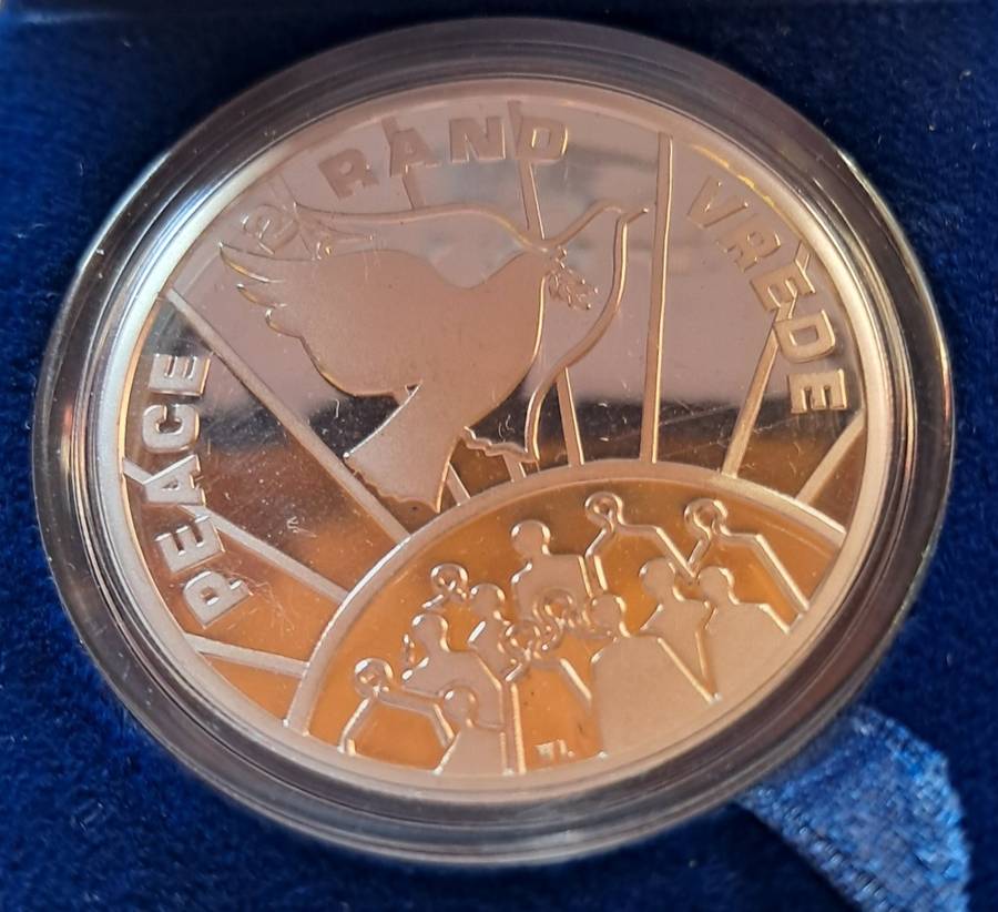 2 RAND 1993 SILVER RSA PEACE in capsule, in Mint box