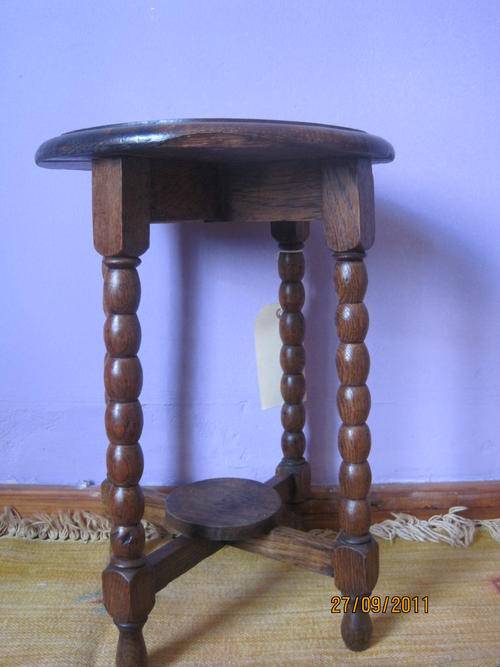 Burmese Teak Bobbin Leg Side Table