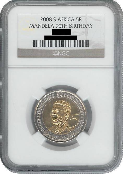 NGC Graded MS 66 Nelson Mandela 2008 90th Birthday R5