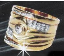 START VALENTINES SHOPPING ! EXCLUSIVE IMPORTED AKI DESIGNER FUSED  18ct  GOLD DIAMANTE RING