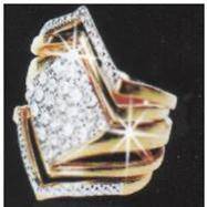 EXCLUSIVE IMPORTED AKI DESIGNER FUSED 18ct GOLD DIAMANTE WEDDING RING