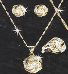 START VALENTINES SHOPPING ! EXCLUSIVE IMPORTED AKI DESIGNER FUSED 18ct  GOLD JEWELLERY SET