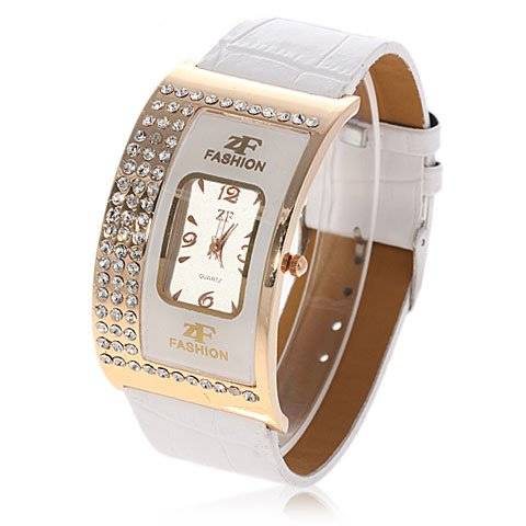 EXQUISITE LEATHER STRAP BAND QUARTZ FASHION CASUAL LUXURY LADY'S WATCH WITH CRYSTALS AND RHINESTONES