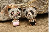 HOT STYLE PANDA BEAR PENDANT NECKLACE WITH RHINESTONES