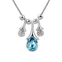 18 K GOLD PLATED AUSTRALIAN CRYSTAL WOMAN DROP OF WATER PENDANT NECKLACE DIFFERNENT COLORS
