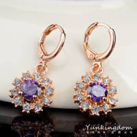 18K ROSE GOLD FILLED CUBIC ZIRCONIA DANGLER EAR RINGS