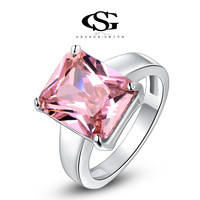 ROSE PINK CZ STONE PLATINUM PLATED RING SIZE NO 8