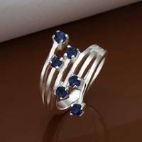 925 STERLING SILVER PL INLAID ZIRCONIA AUSTRALIAN CRYSTAL RING size 8